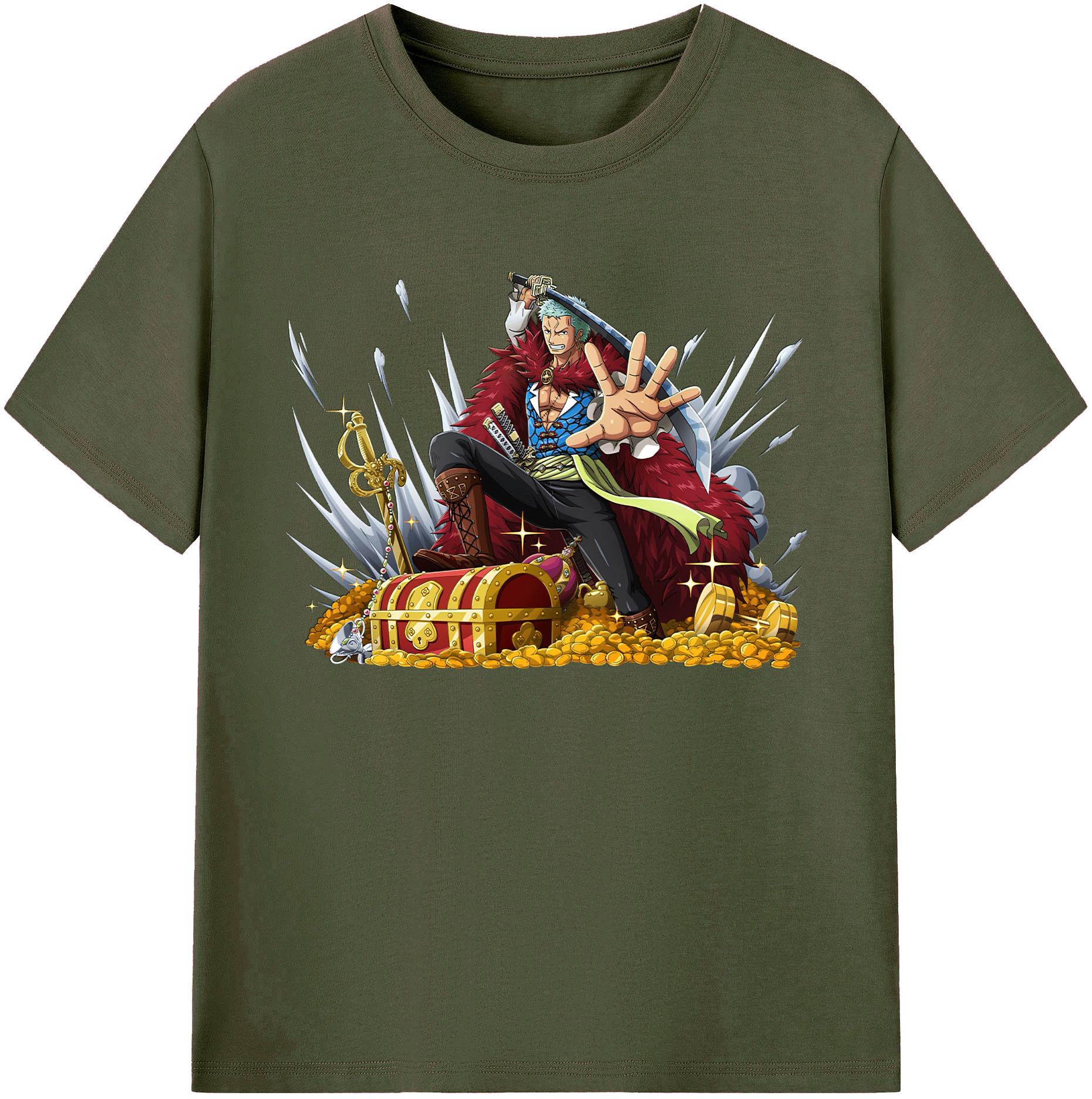 ワンピース ロロノア・ゾロ ONE PIECE Roronoa Zoro 綿100％ メンズ半袖Tシャツ｜肌触りやわらか＆通気性